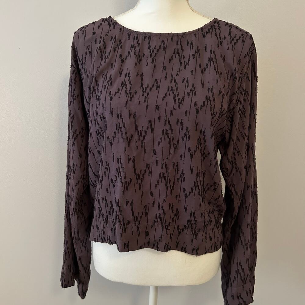 Cloth and Stone Anthropologie Gray Purple Black Velvet Accent Boho Size Small
